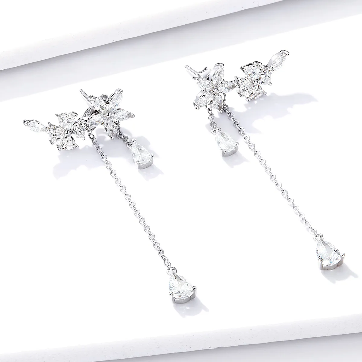 Pandora Style Flower Love Hanging Earrings - BSE288