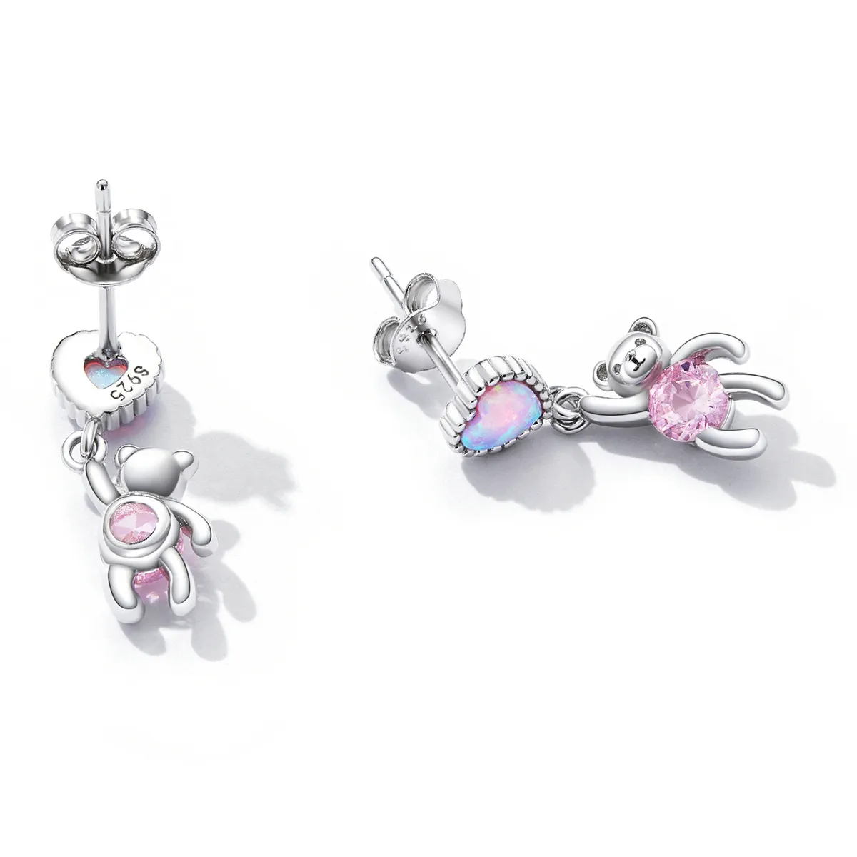 Pandora Style Love Bear Hanging Earrings - SCE1384