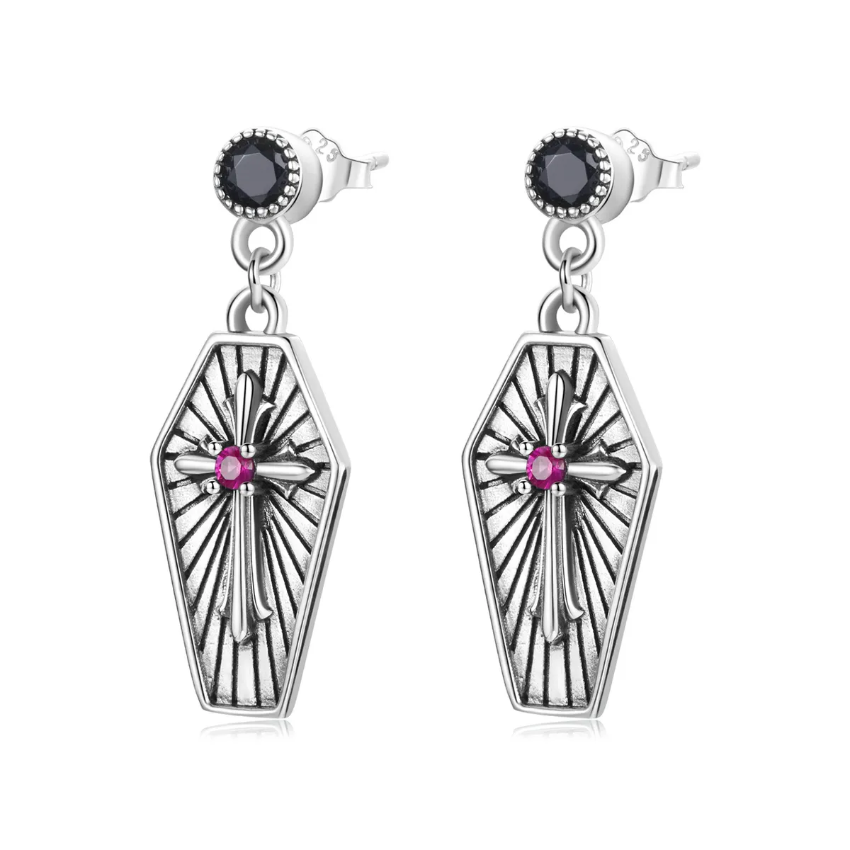 Pandora Style Mystery Cross Hanging Earrings - BSE536