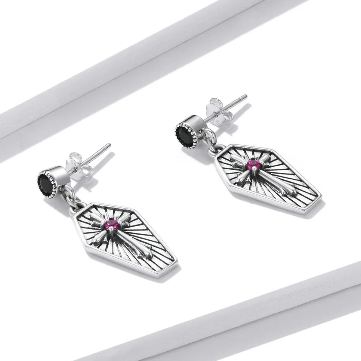 Pandora Style Mystery Cross Hanging Earrings - BSE536