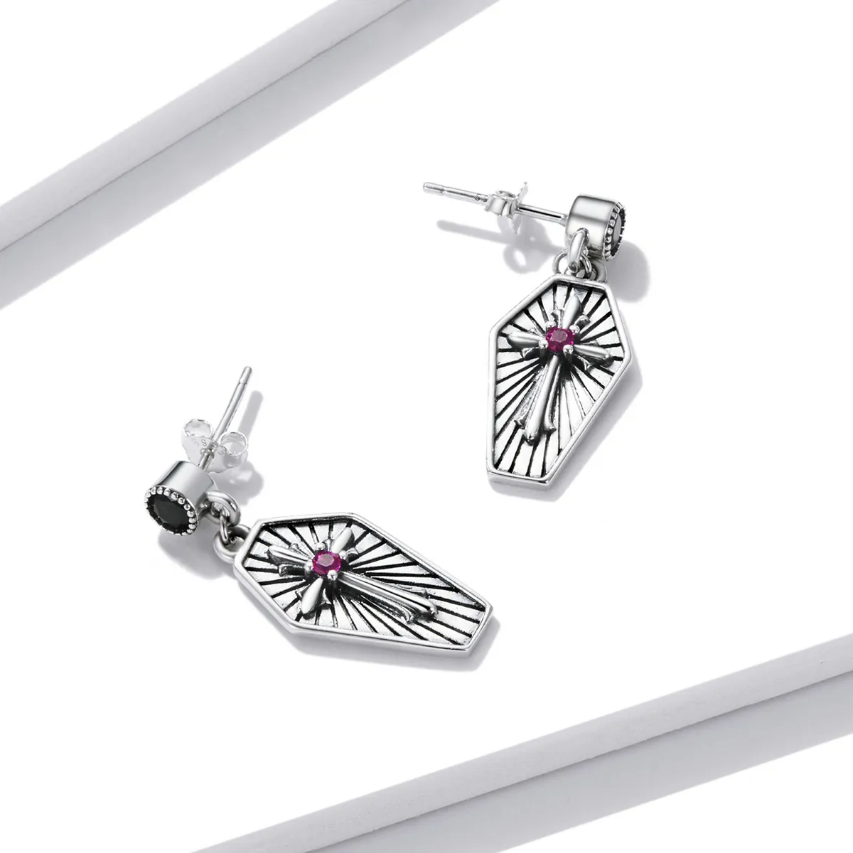 Pandora Style Mystery Cross Hanging Earrings - BSE536