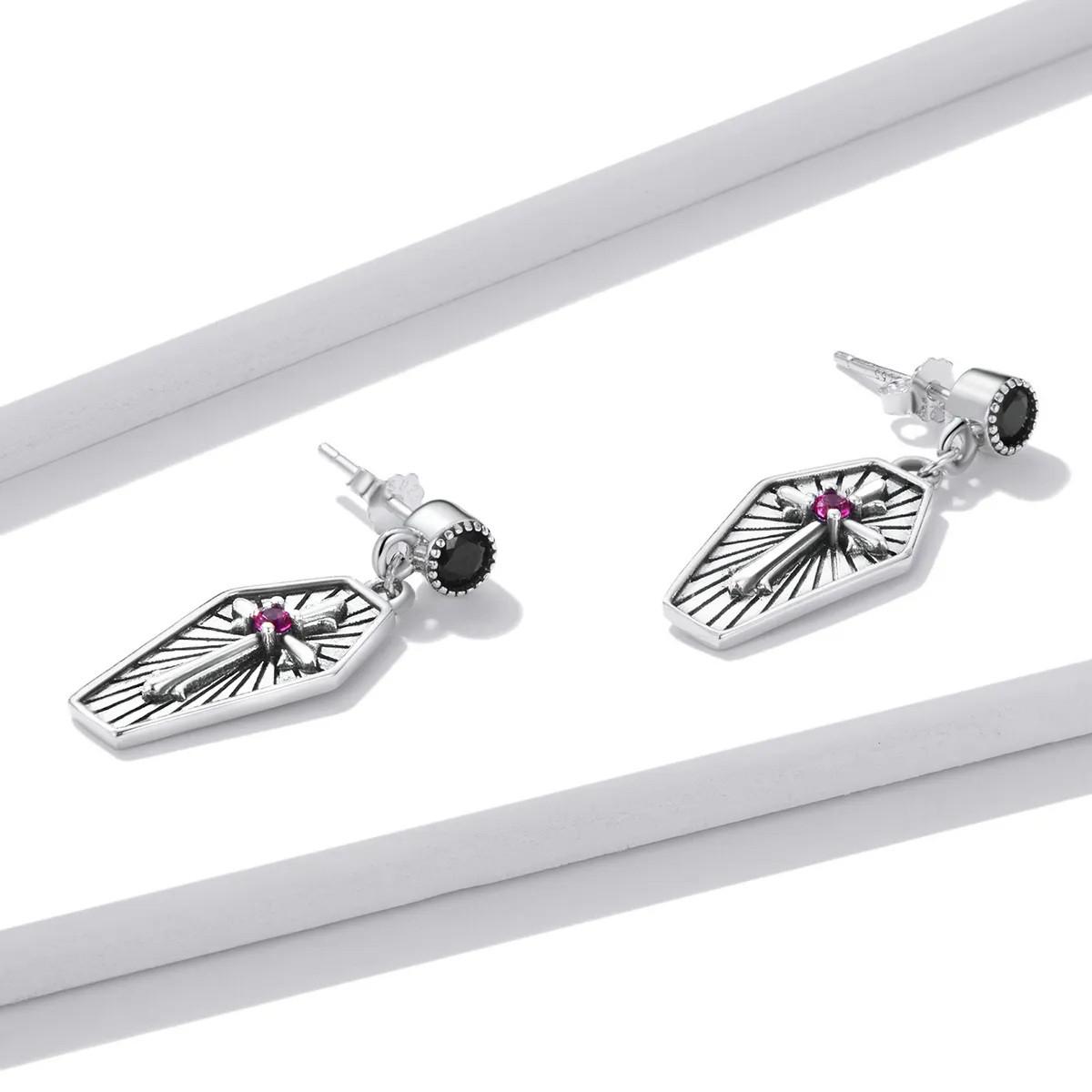 Pandora Style Mystery Cross Hanging Earrings - BSE536