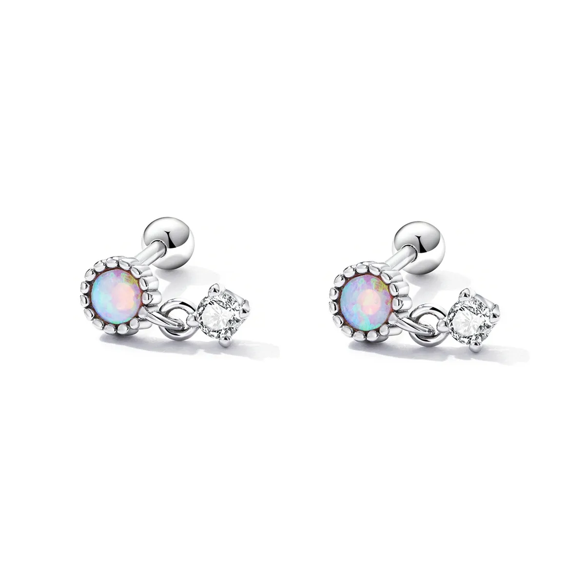 Pandora Style Simple Opal Hanging Earrings - SCE1382