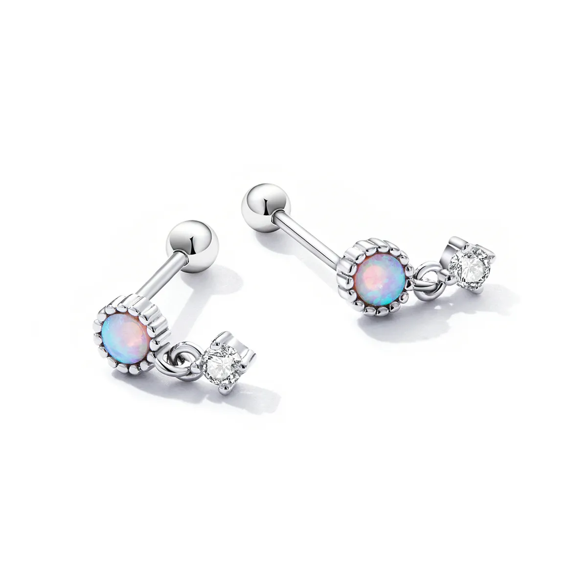 Pandora Style Simple Opal Hanging Earrings - SCE1382