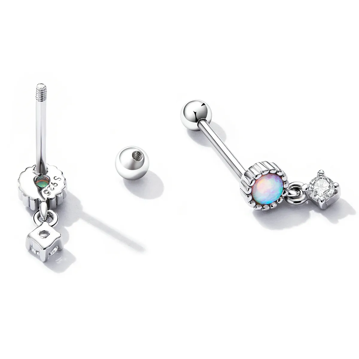 Pandora Style Simple Opal Hanging Earrings - SCE1382