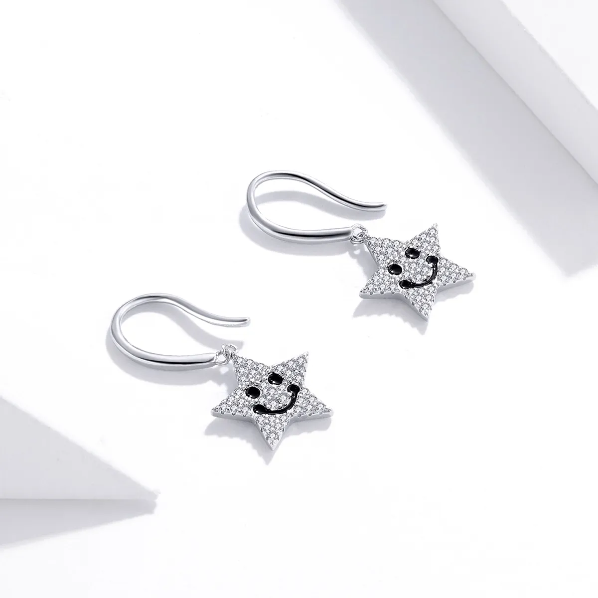 Pandora Style Smile Star Hanging Earrings - SCE946