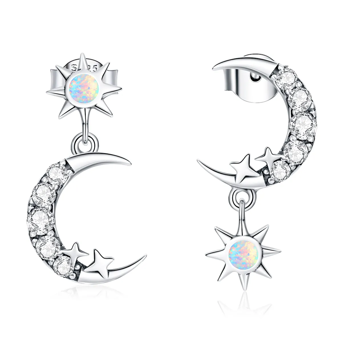 Pandora Style Wear Stars and Wear Moon Hanging Earrings - SCE1239