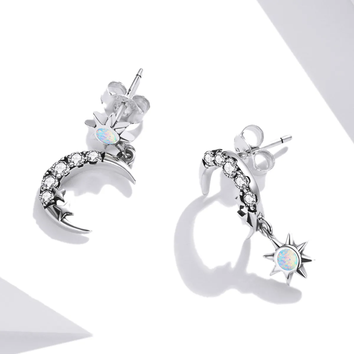 Pandora Style Wear Stars and Wear Moon Hanging Earrings - SCE1239