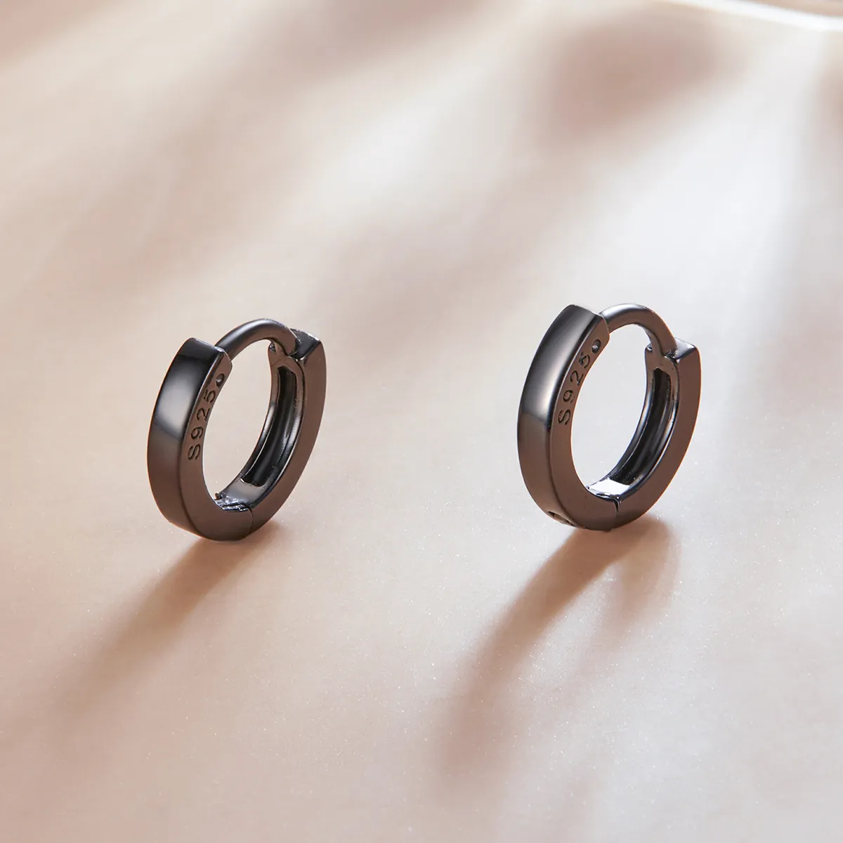 Pandora Style Black Gold Hoop Earrings - SCE1230