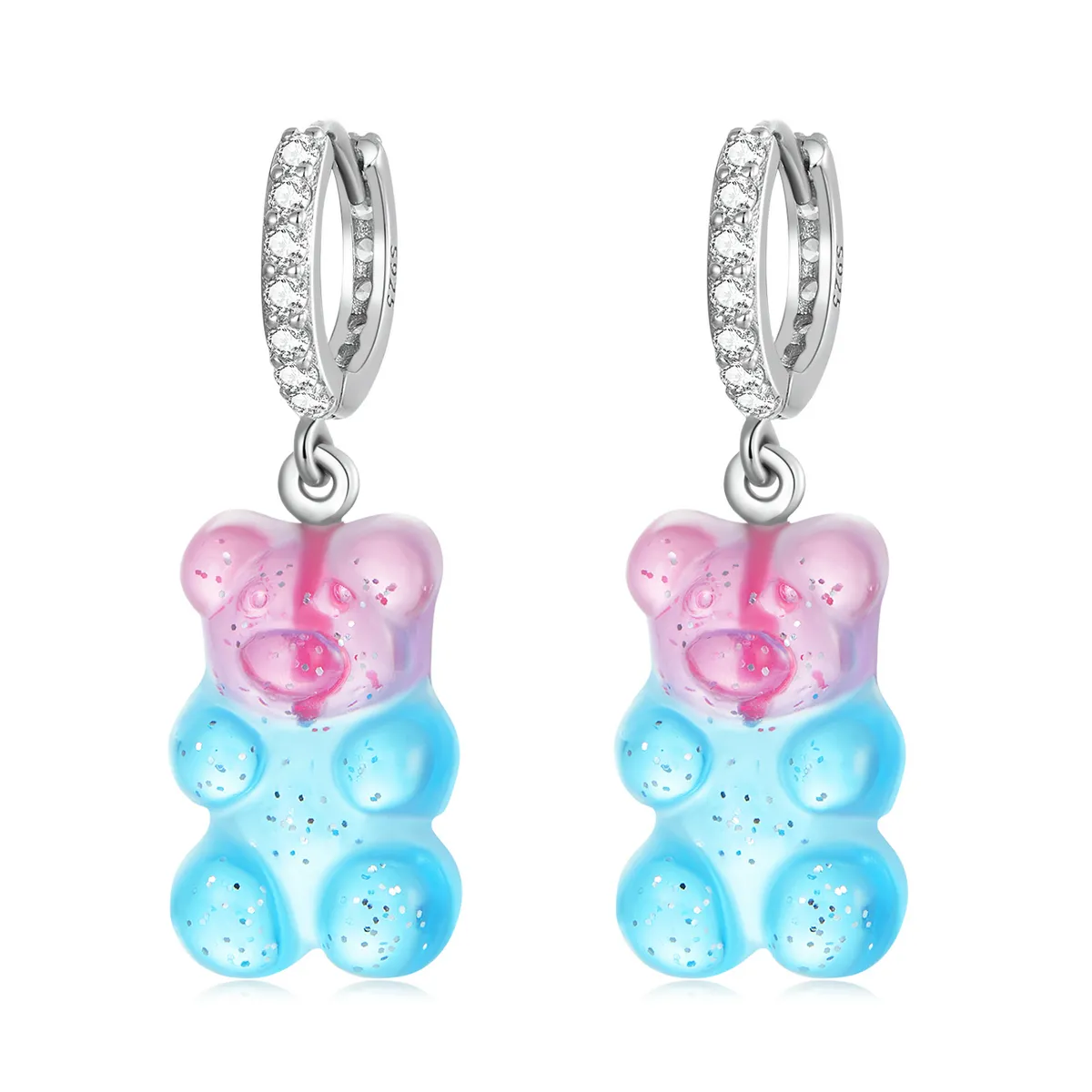 Pandora Style Candy Bear Hoop Earrings - SCE1388