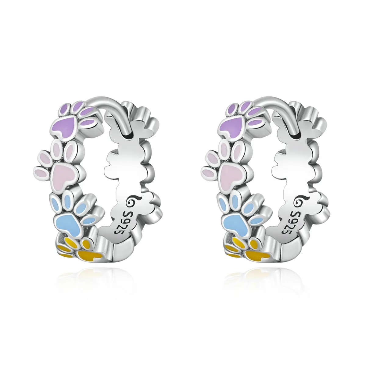 Pandora Style Colorful Claws Hoop Earrings - BSE580