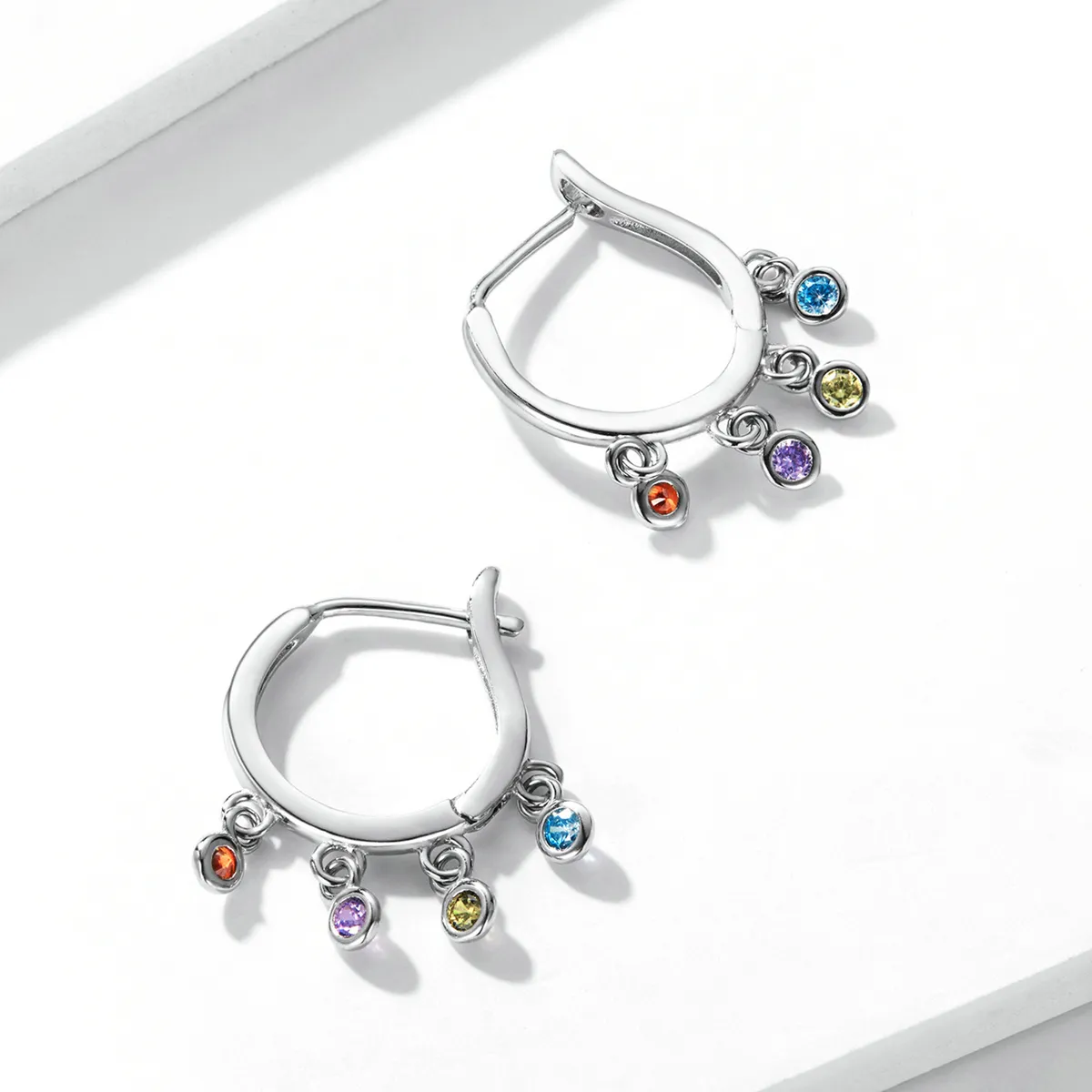 Pandora Style Colorful Hand Bell Hoop Earrings - BSE554