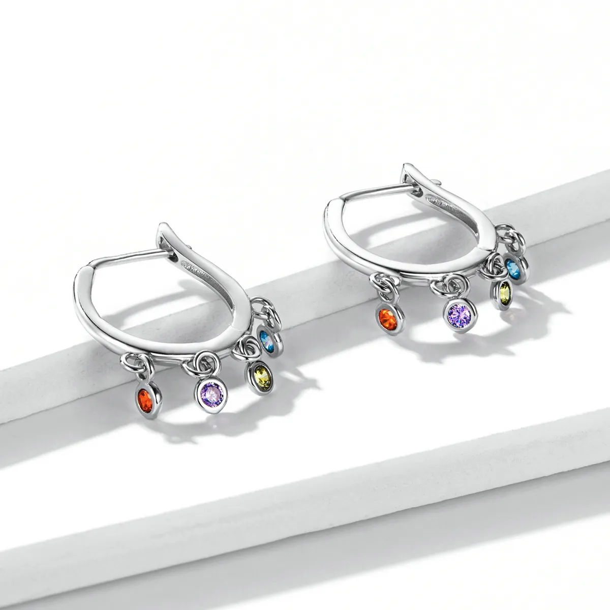 Pandora Style Colorful Hand Bell Hoop Earrings - BSE554