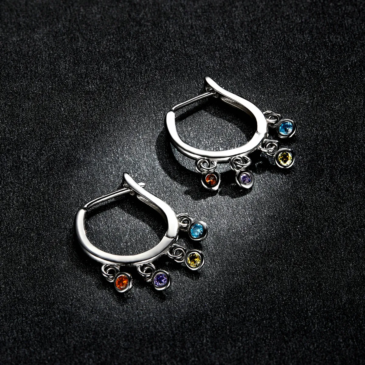 Pandora Style Colorful Hand Bell Hoop Earrings - BSE554