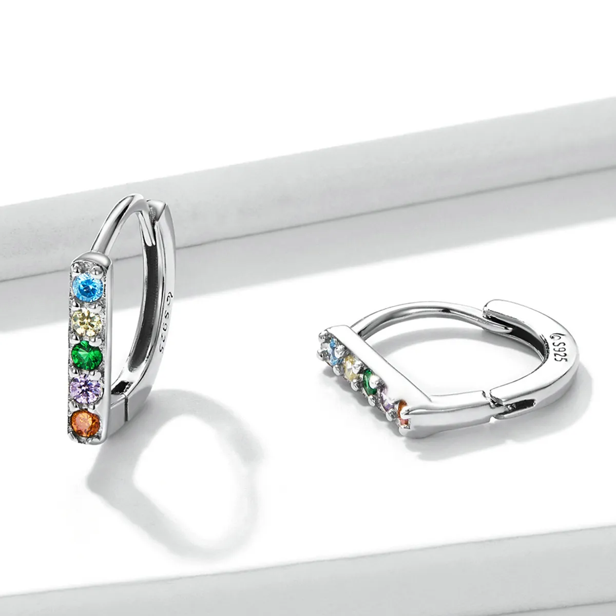 Pandora Style Colorful Zircon Hoop Earrings - BSE576