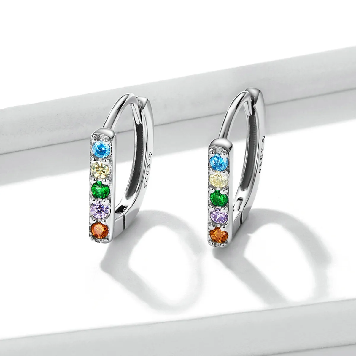 Pandora Style Colorful Zircon Hoop Earrings - BSE576