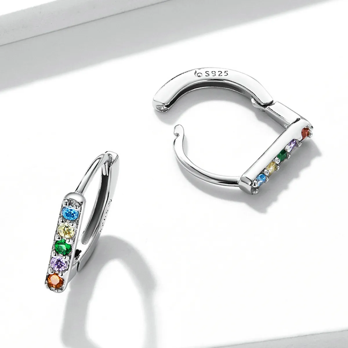 Pandora Style Colorful Zircon Hoop Earrings - BSE576