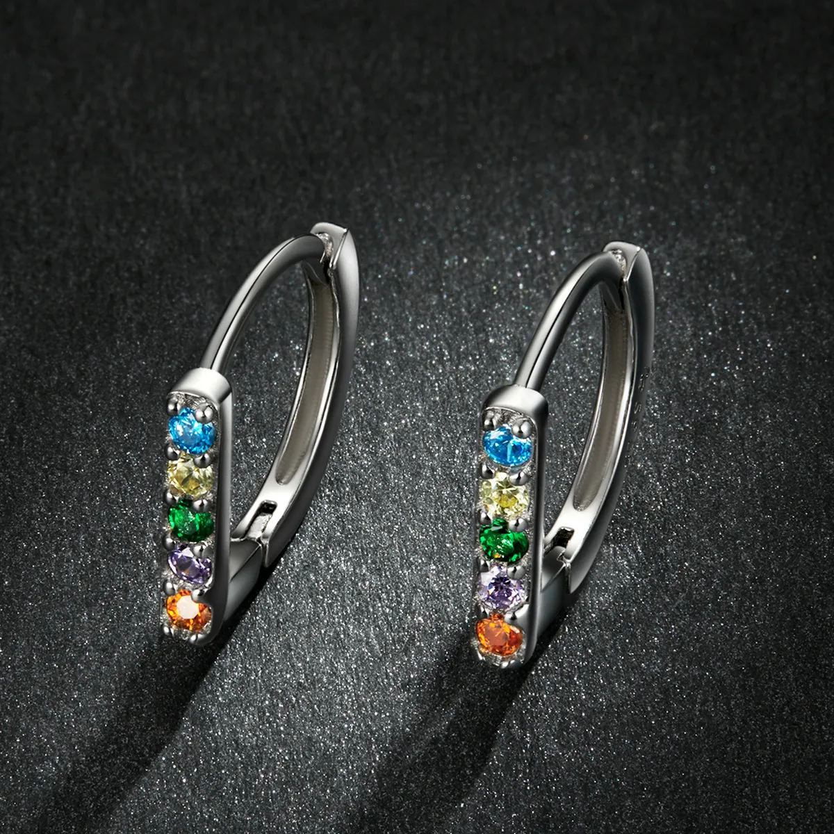 Pandora Style Colorful Zircon Hoop Earrings - BSE576