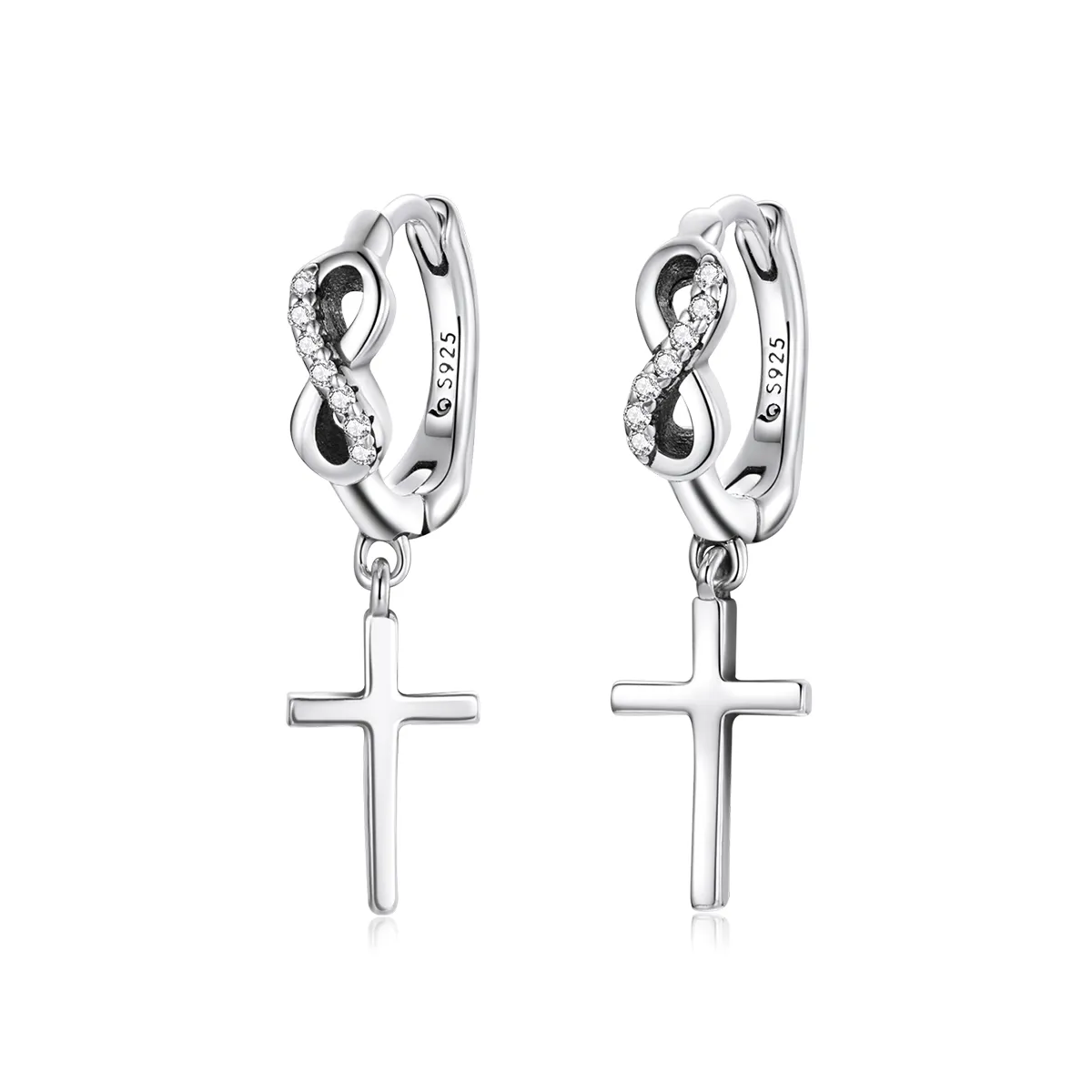 Pandora Style Creative Cross Hoop Earrings - BSE474