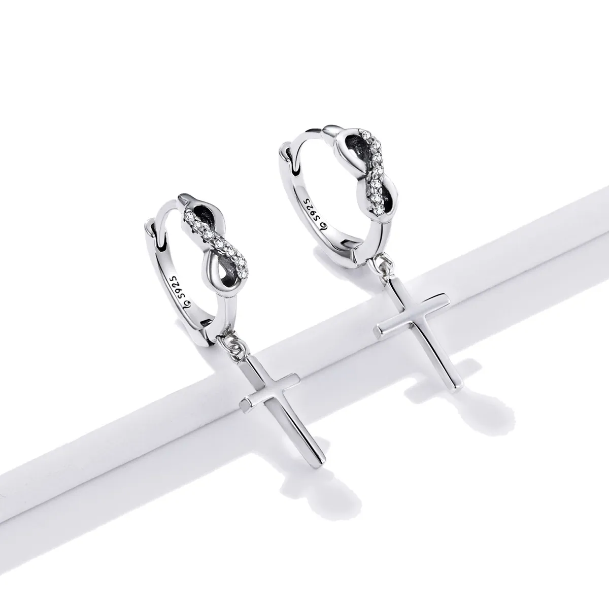 Pandora Style Creative Cross Hoop Earrings - BSE474