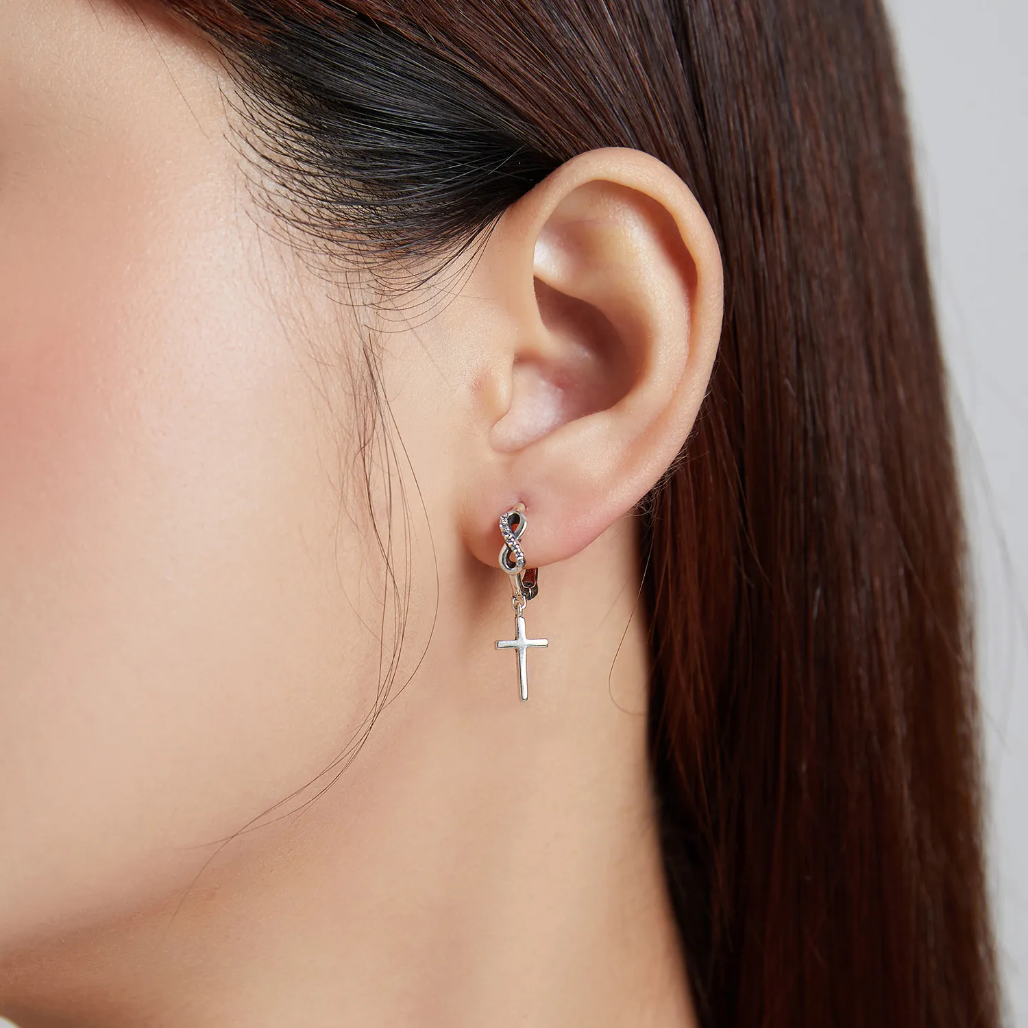 Pandora Style Creative Cross Hoop Earrings - BSE474