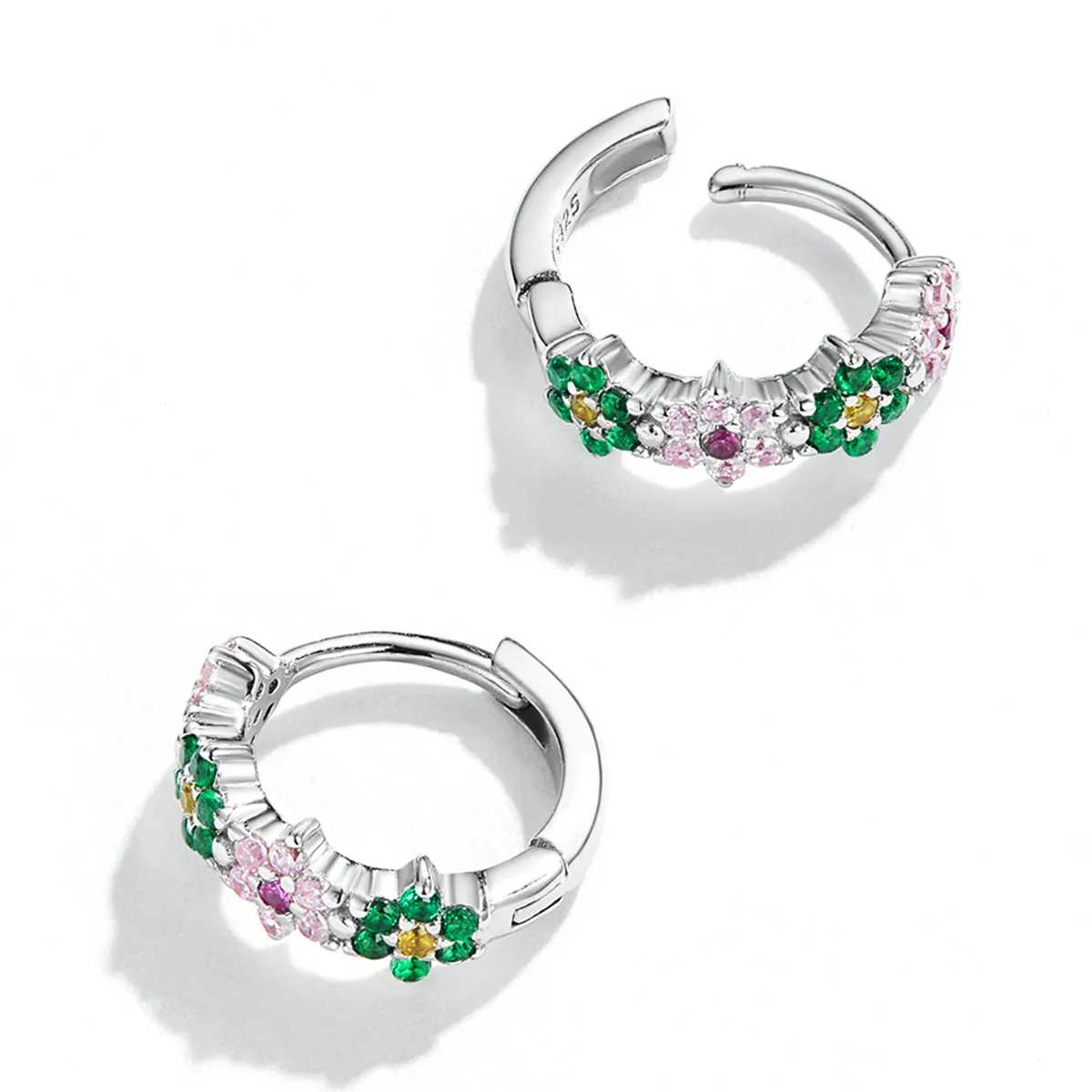 Pandora Style Delicate Flowers Hoop Earrings - SCE1320