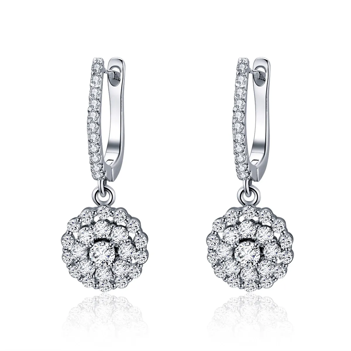 Pandora Style Flower of Light Hoop Earrings - SCE517