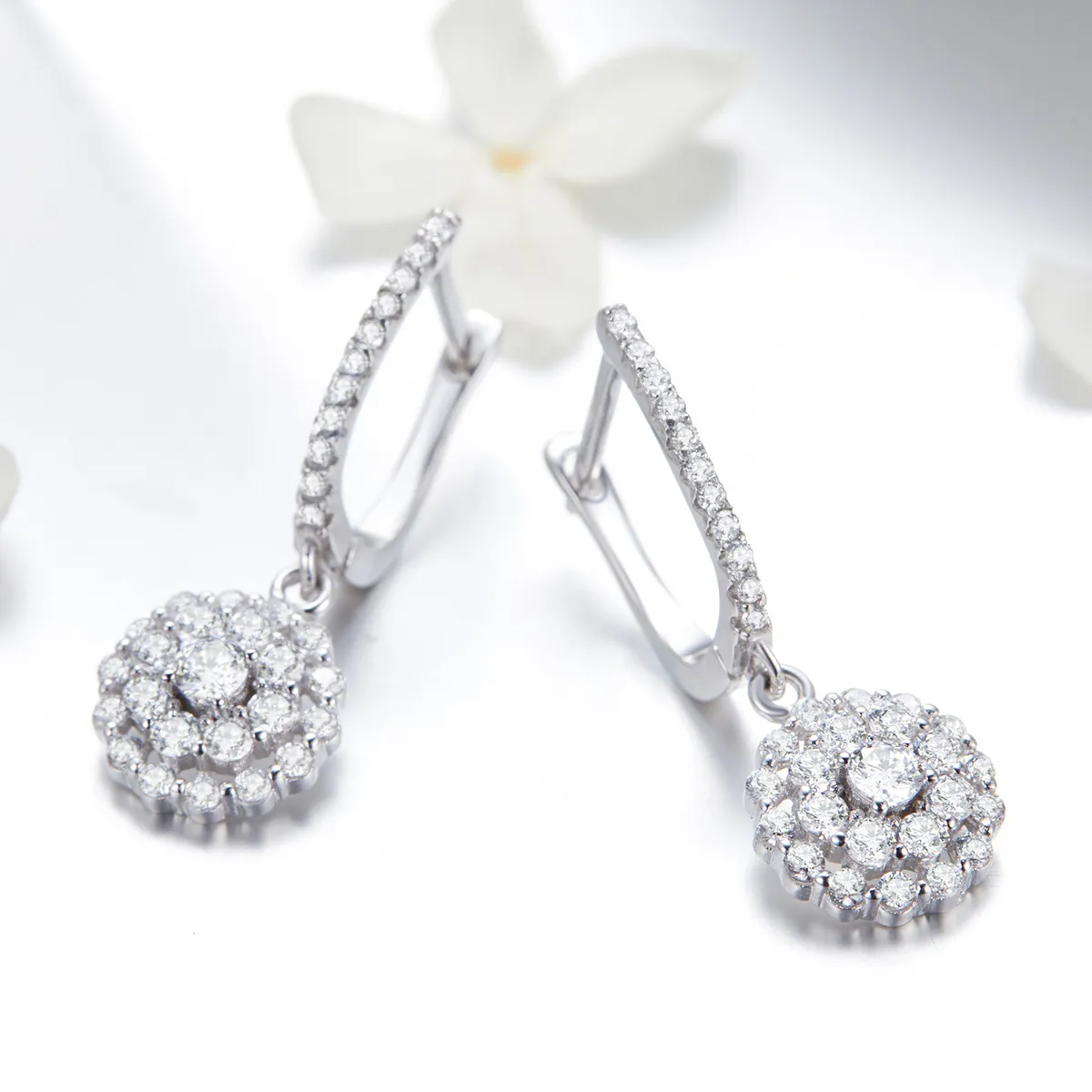 Pandora Style Flower of Light Hoop Earrings - SCE517