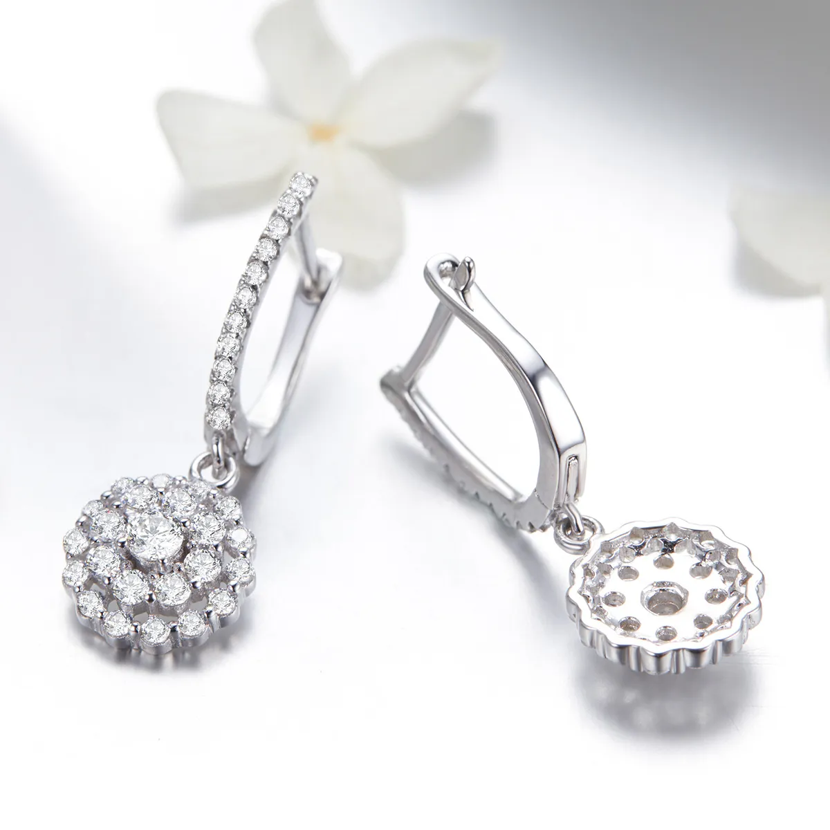 Pandora Style Flower of Light Hoop Earrings - SCE517