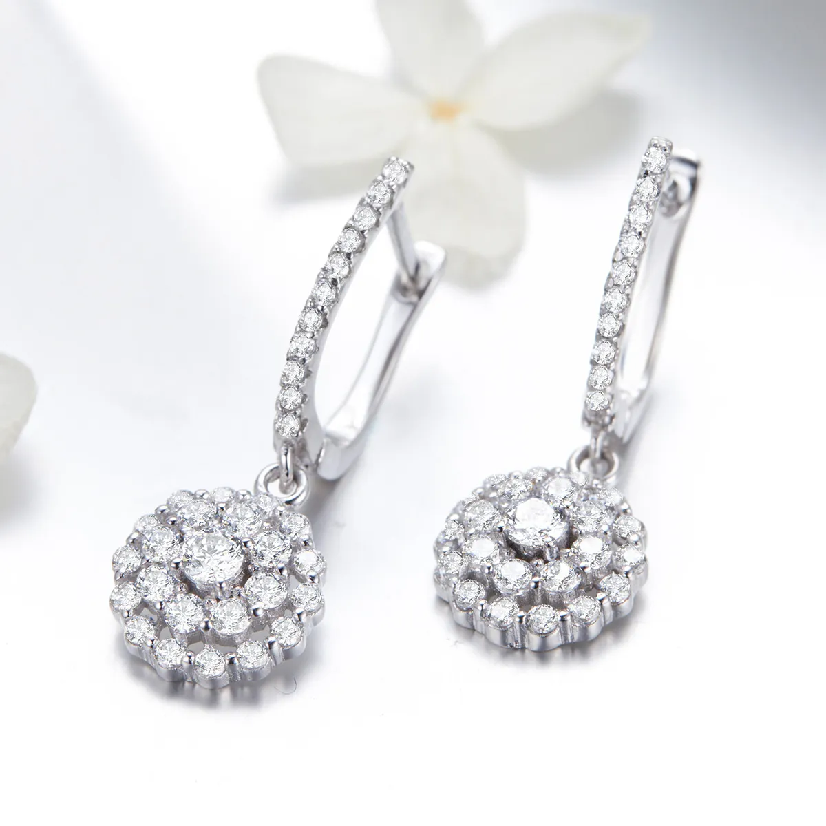 Pandora Style Flower of Light Hoop Earrings - SCE517