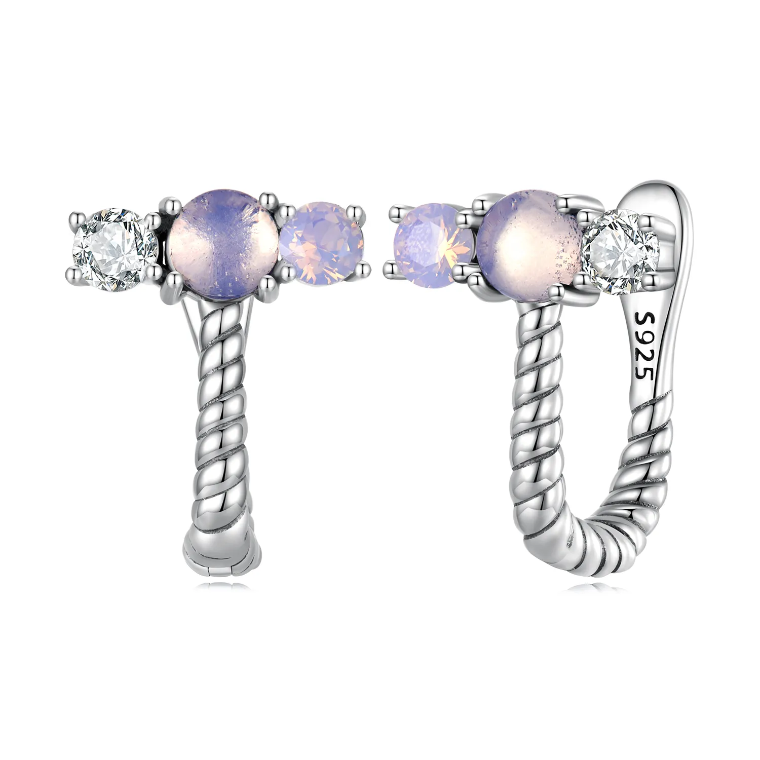 pandora style gem splicing u shape hoop earrings sce1453