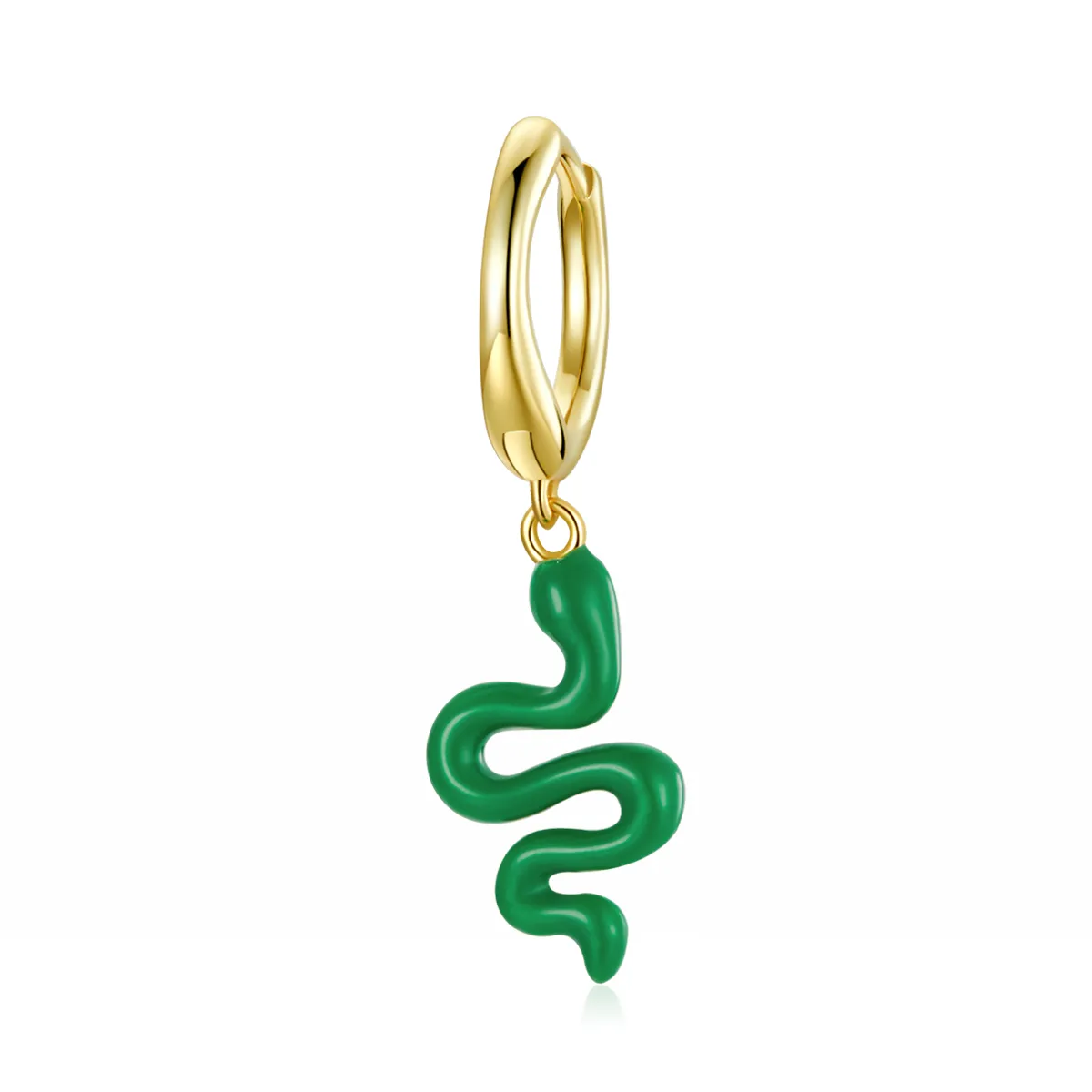 Pandora Style Green Snake Hoop Earrings - SCE1234