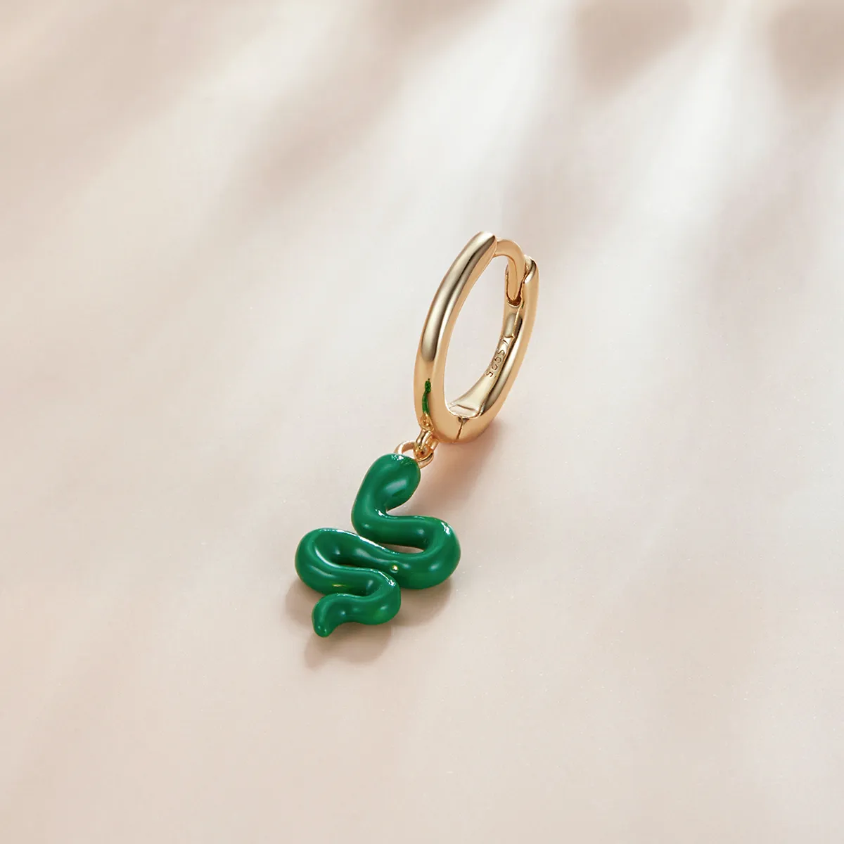 Pandora Style Green Snake Hoop Earrings - SCE1234