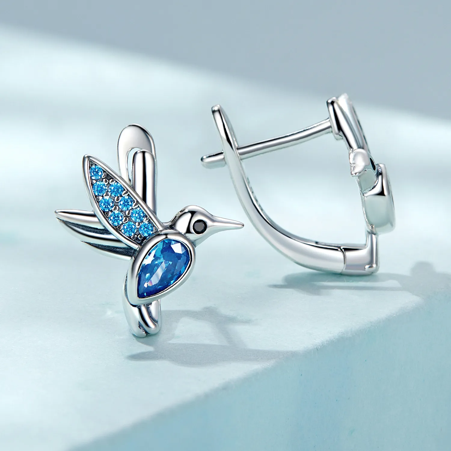 Pandora Style Hummingbird Hoop Earrings - SCE1503