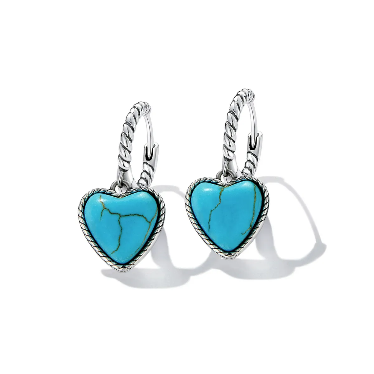 Pandora Style Love Turquoise Hoop Earrings - BSE589