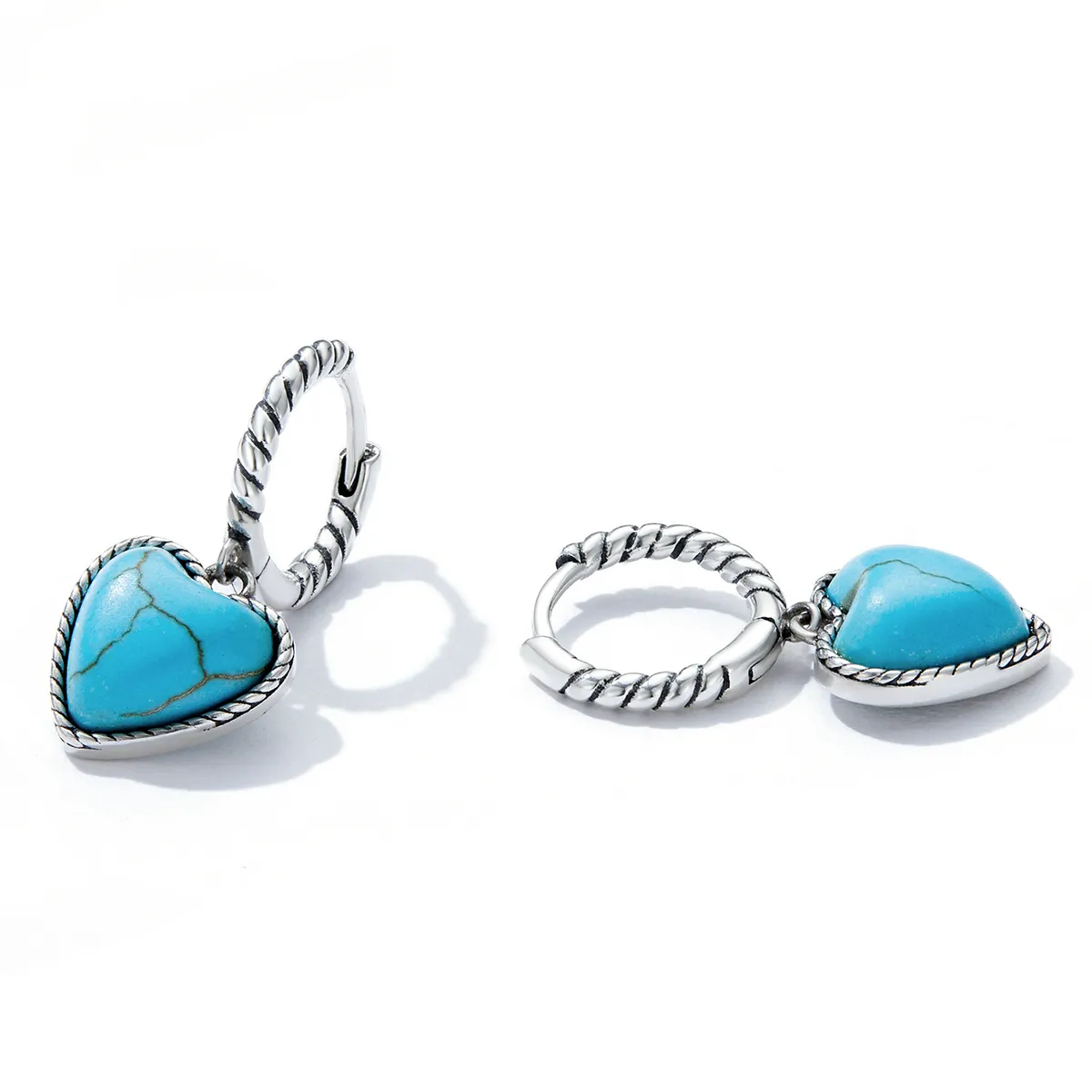 Pandora Style Love Turquoise Hoop Earrings - BSE589