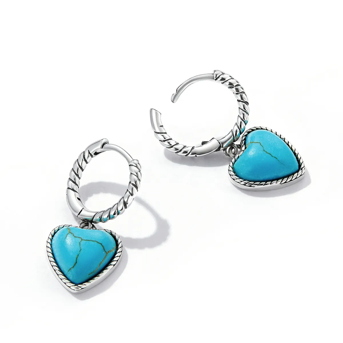 Pandora Style Love Turquoise Hoop Earrings - BSE589