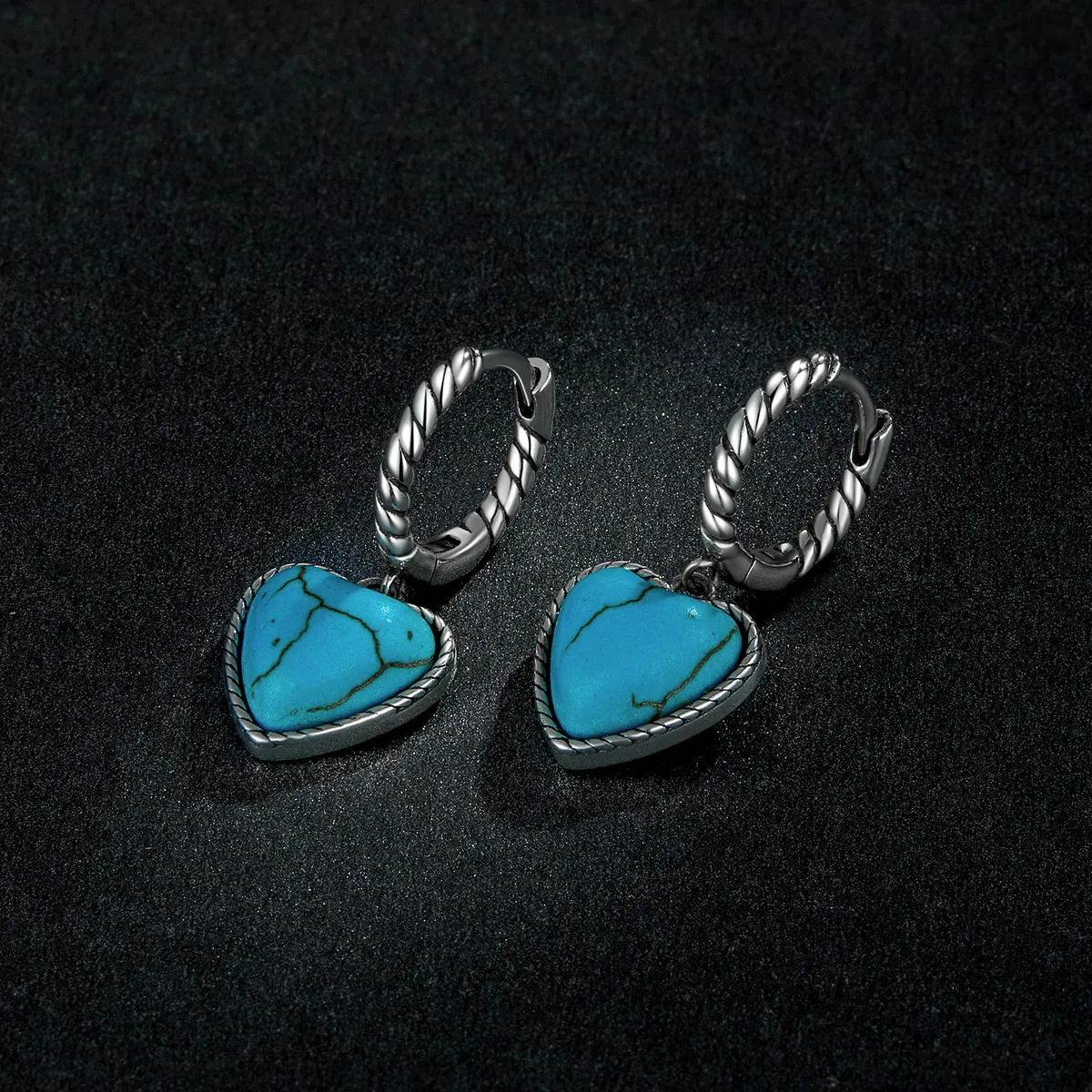 Pandora Style Love Turquoise Hoop Earrings - BSE589