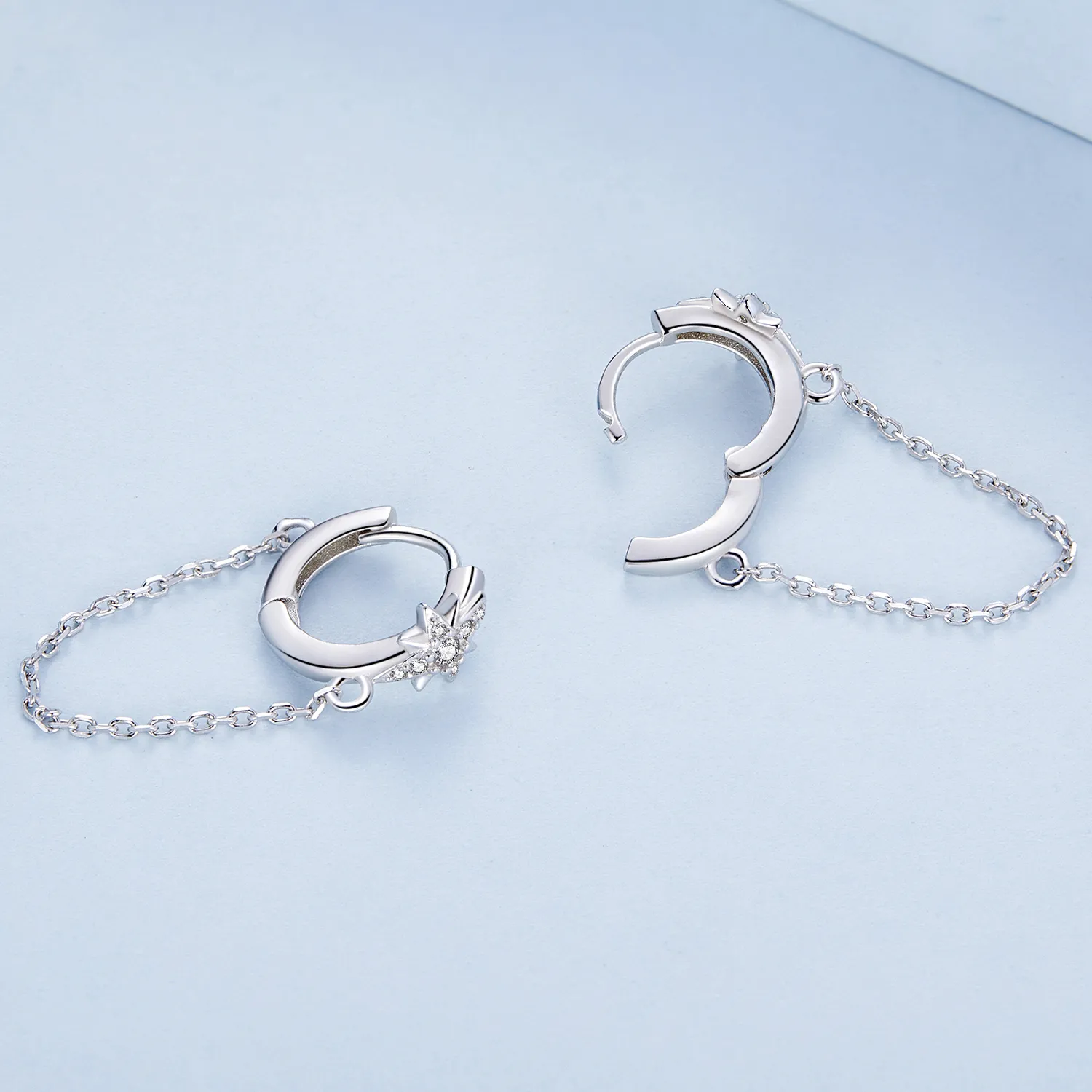 Pandora Style Mans Star Hoop Earrings - BSE699