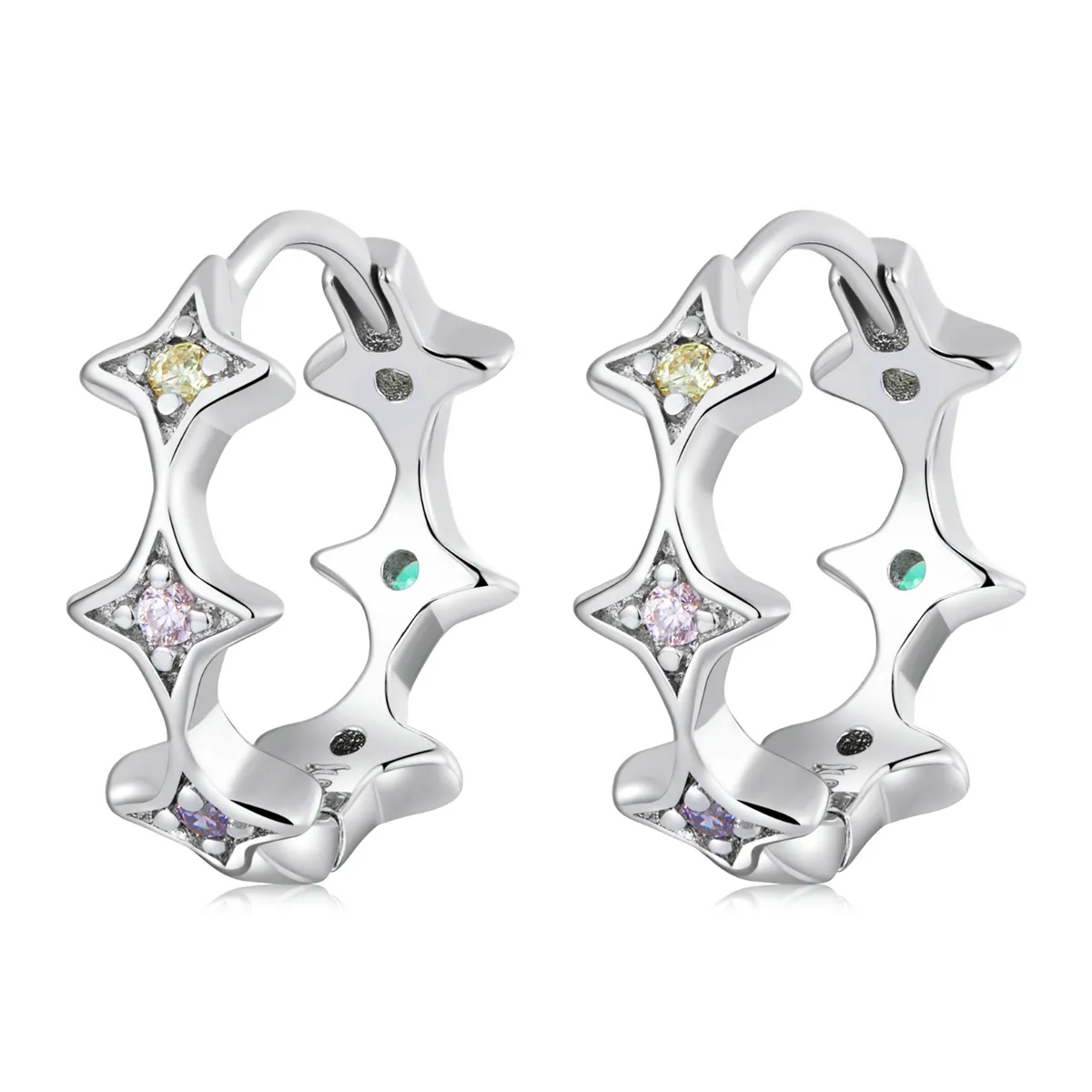 Pandora Style Mans Star Hoop Earrings - SCE1389