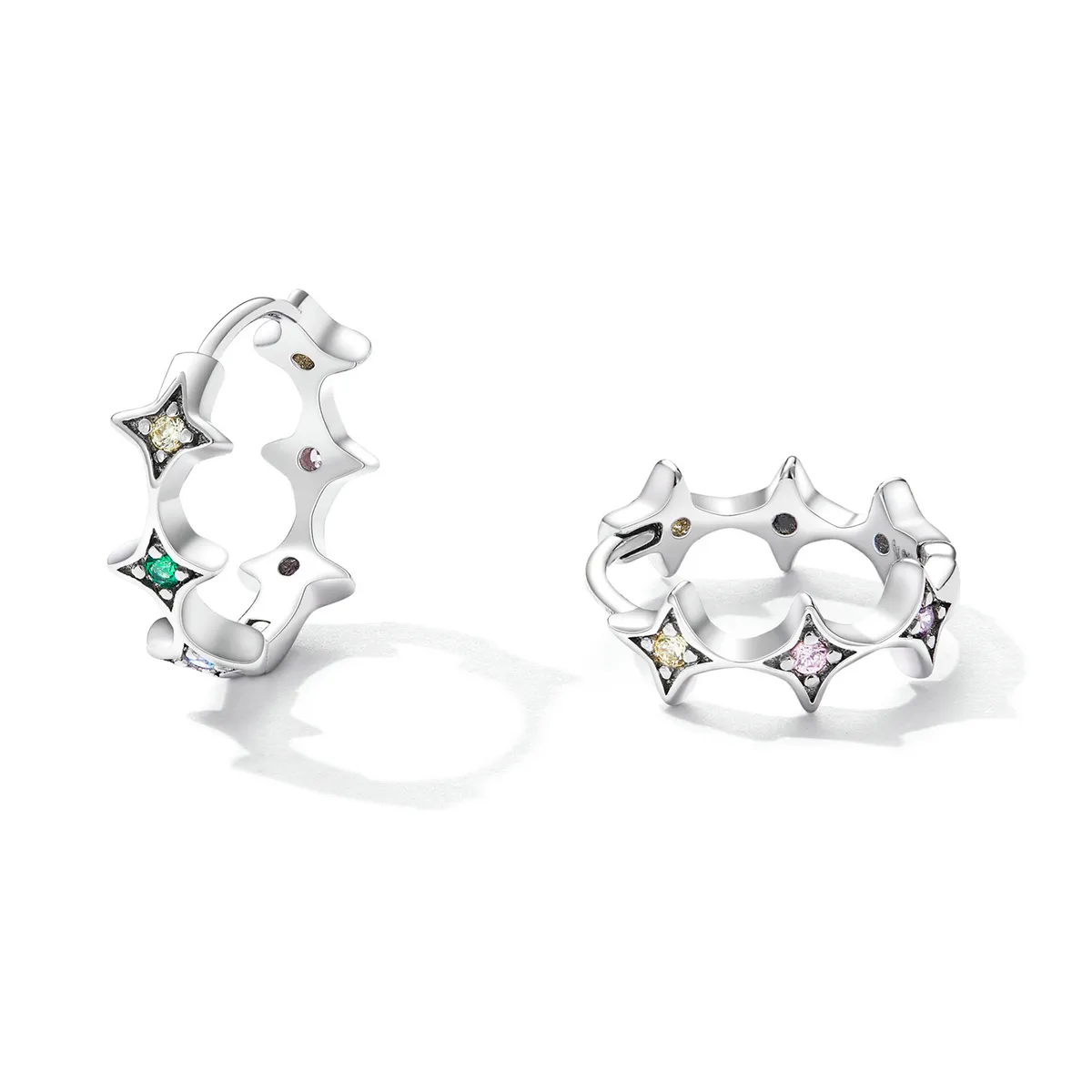 Pandora Style Mans Star Hoop Earrings - SCE1389