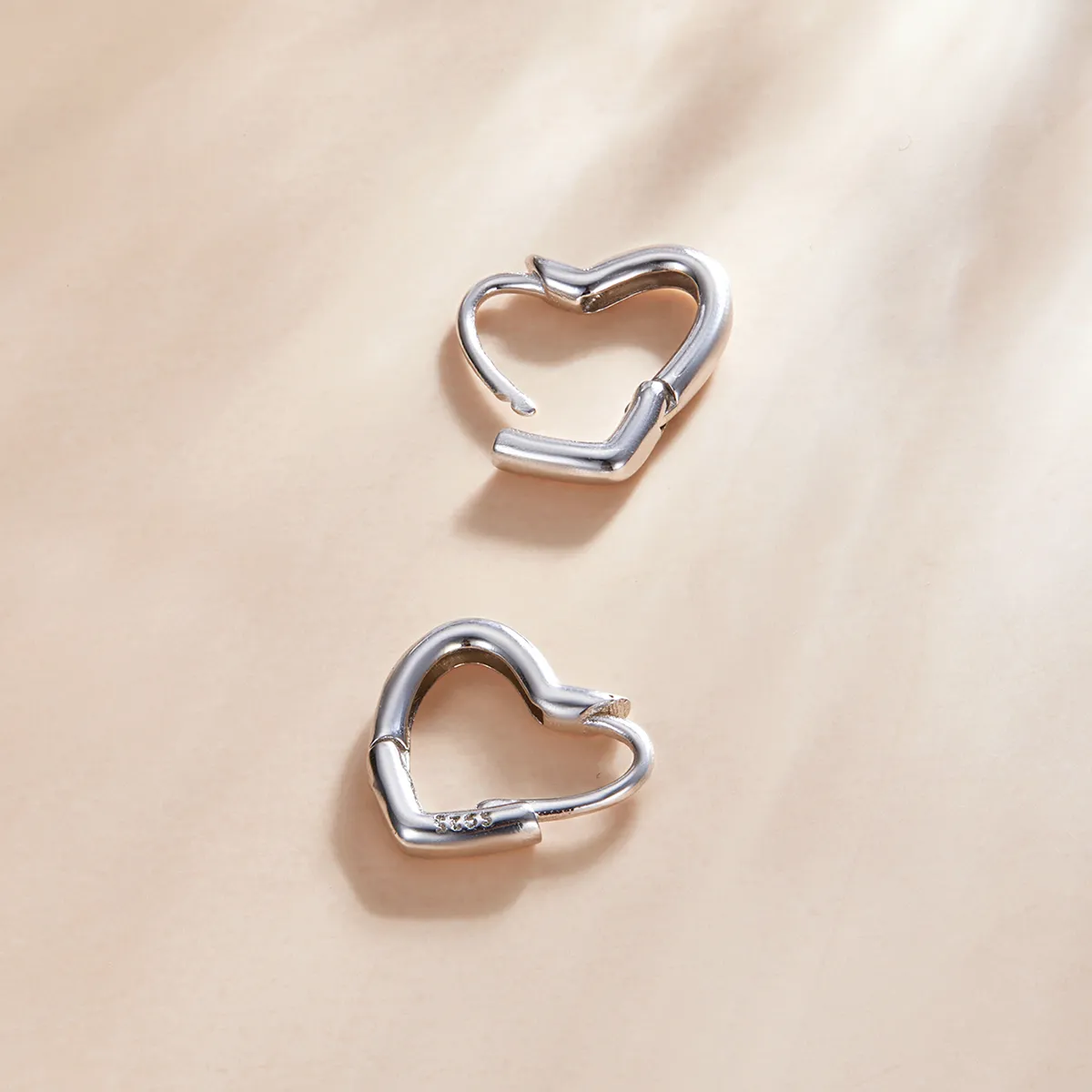 Pandora Style Metal Heart Hoop Earrings - SCE1174-A