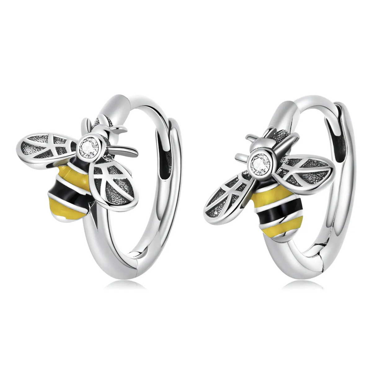 Pandora Style Mini Bee Hoop Earrings - SCE1337