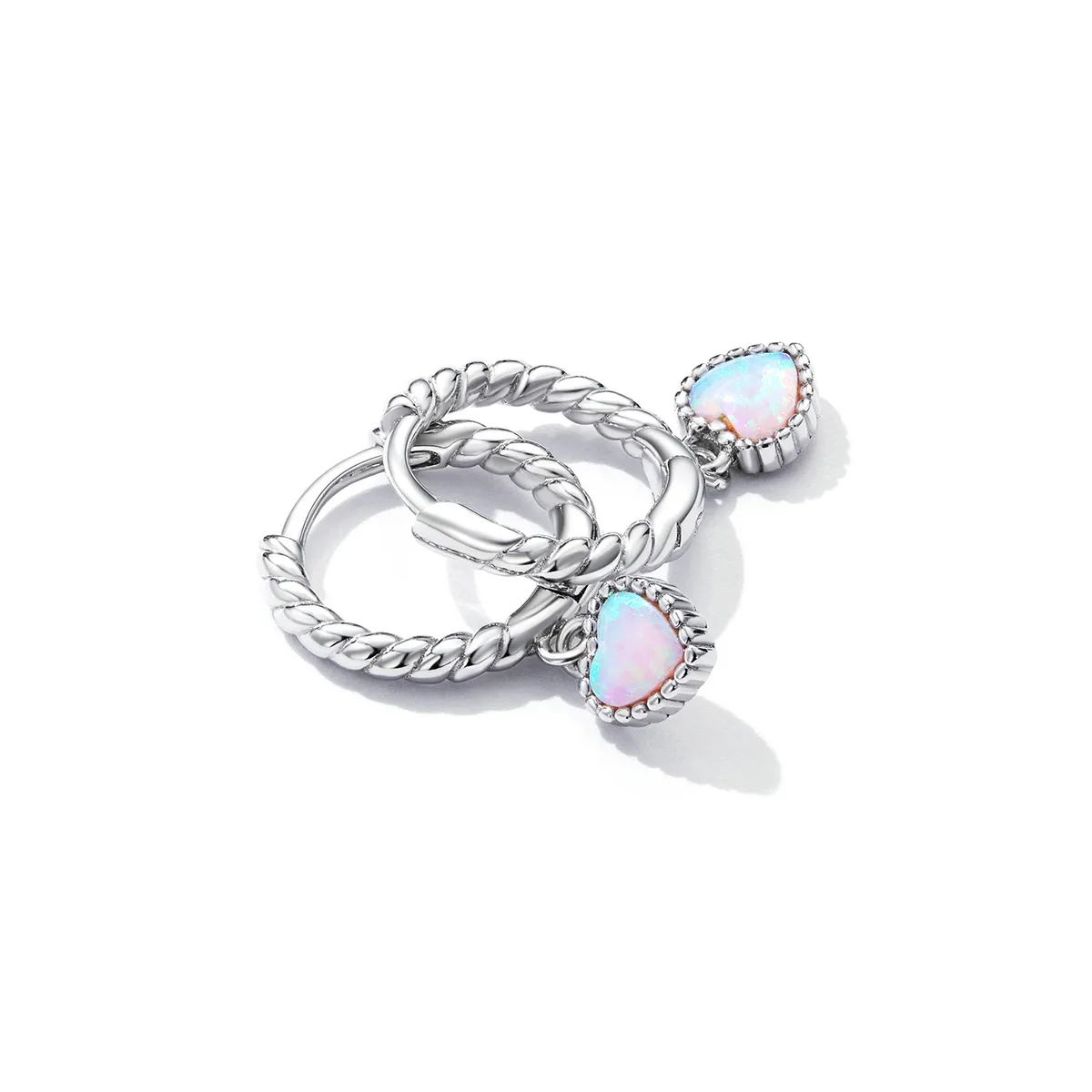 Pandora Style Opal Love Hoop Earrings - SCE1385