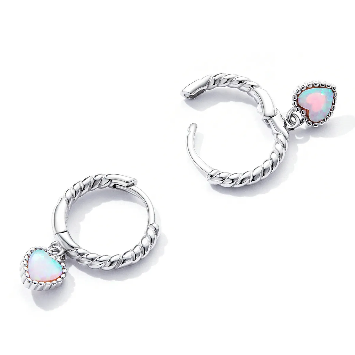 Pandora Style Opal Love Hoop Earrings - SCE1385