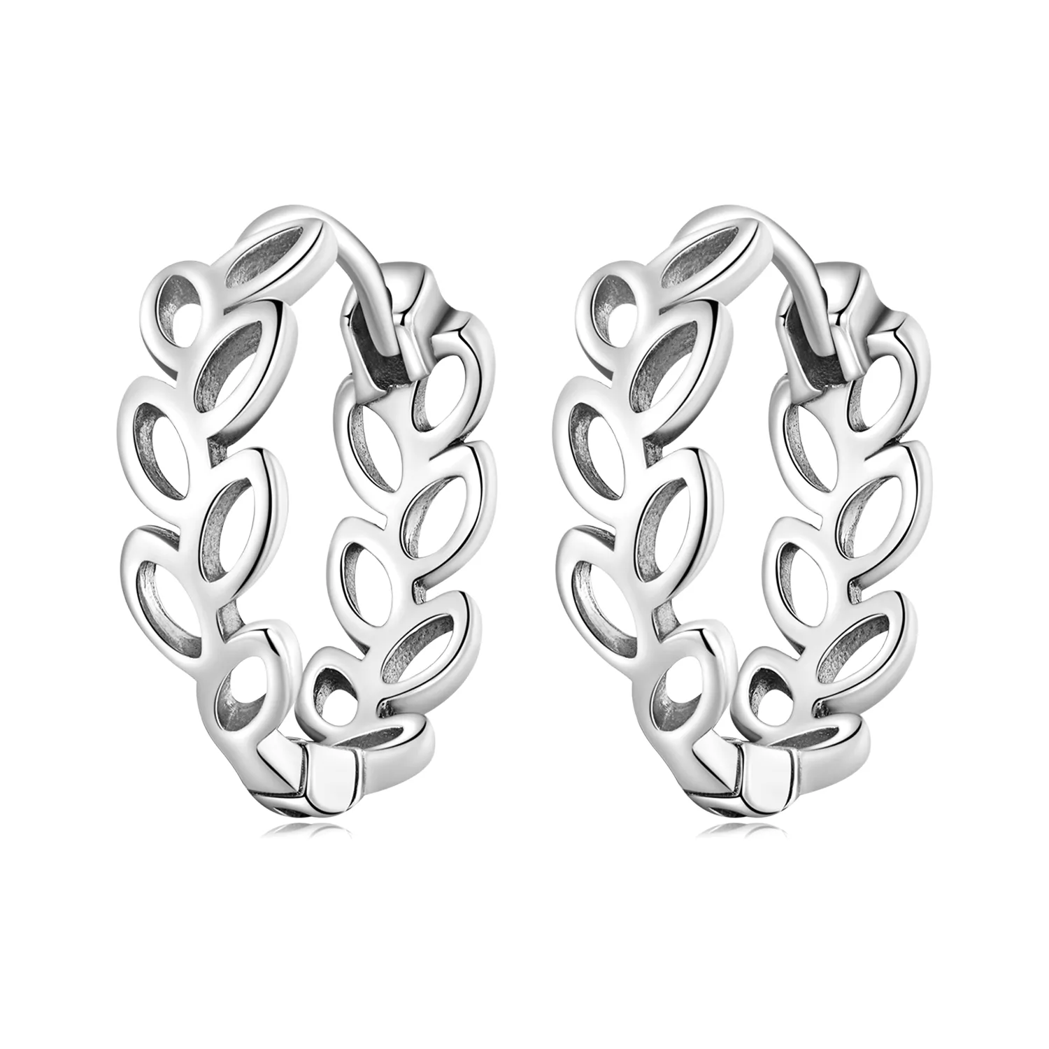 Pandora Style Openwork Out Leaves Hoop Earrings - SCE1461