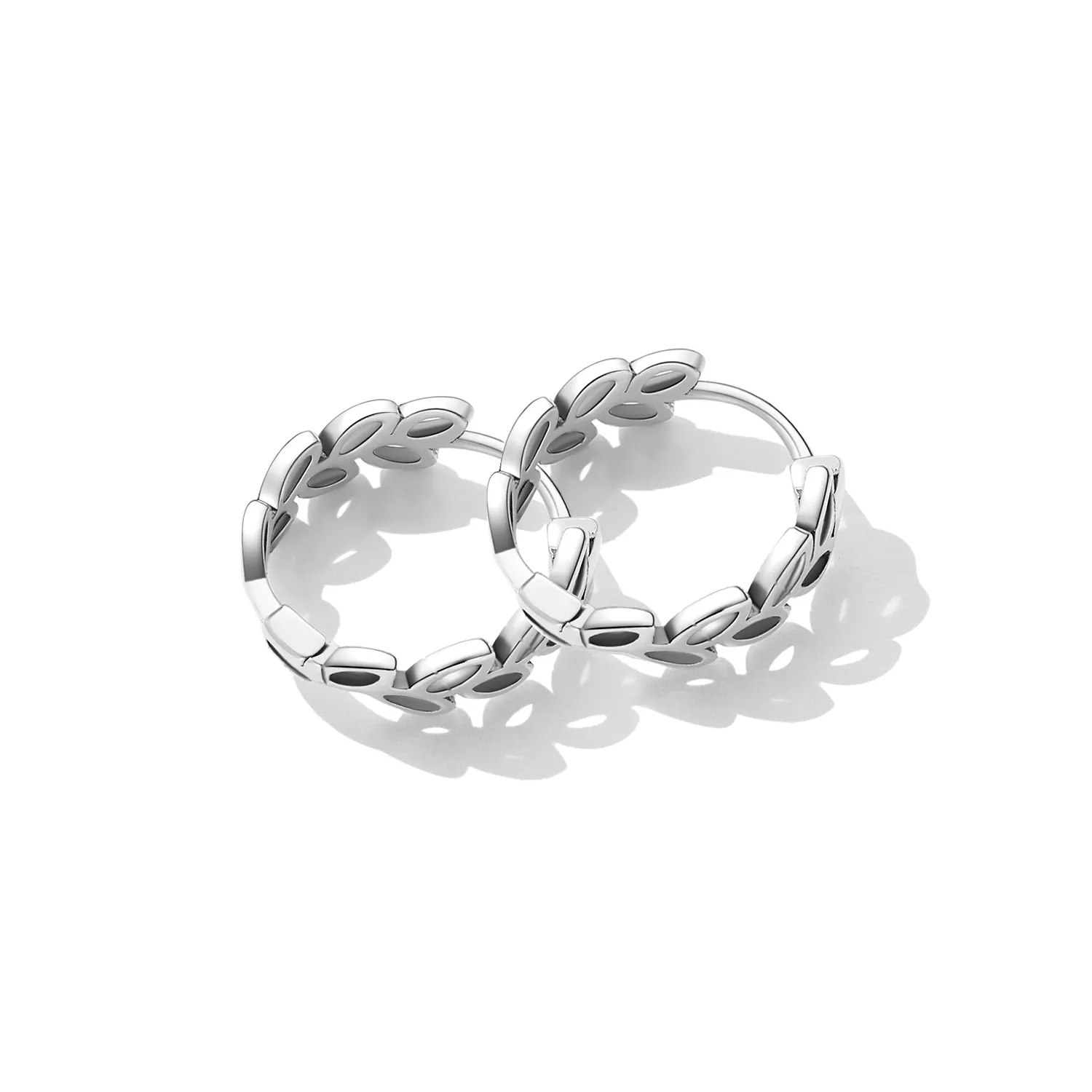 Pandora Style Openwork Out Leaves Hoop Earrings - SCE1461