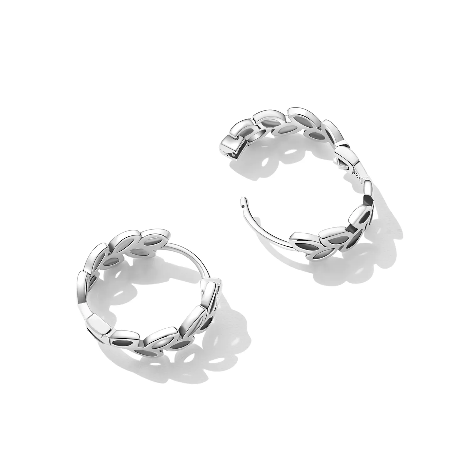 Pandora Style Openwork Out Leaves Hoop Earrings - SCE1461