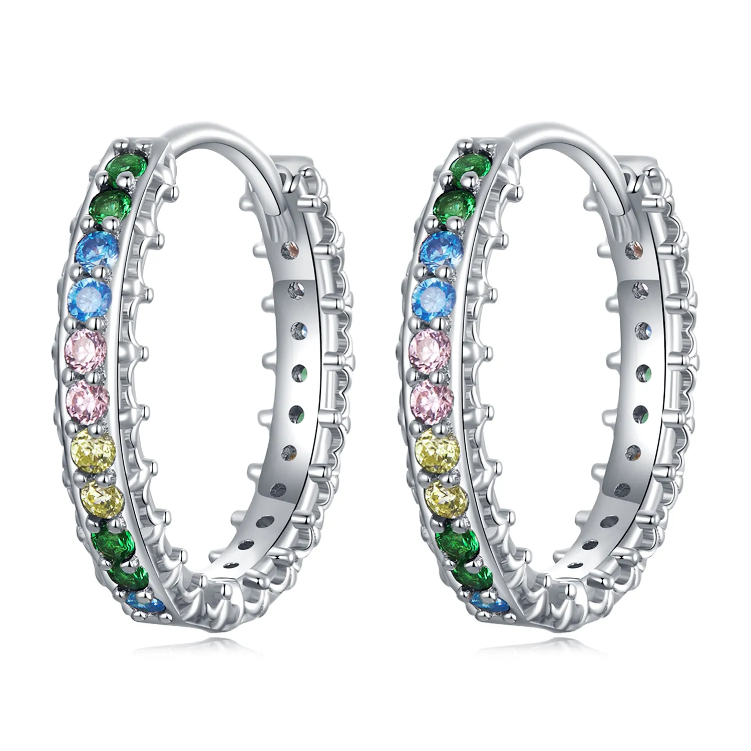 pandora style pattern color zirconium hoop earrings bse683