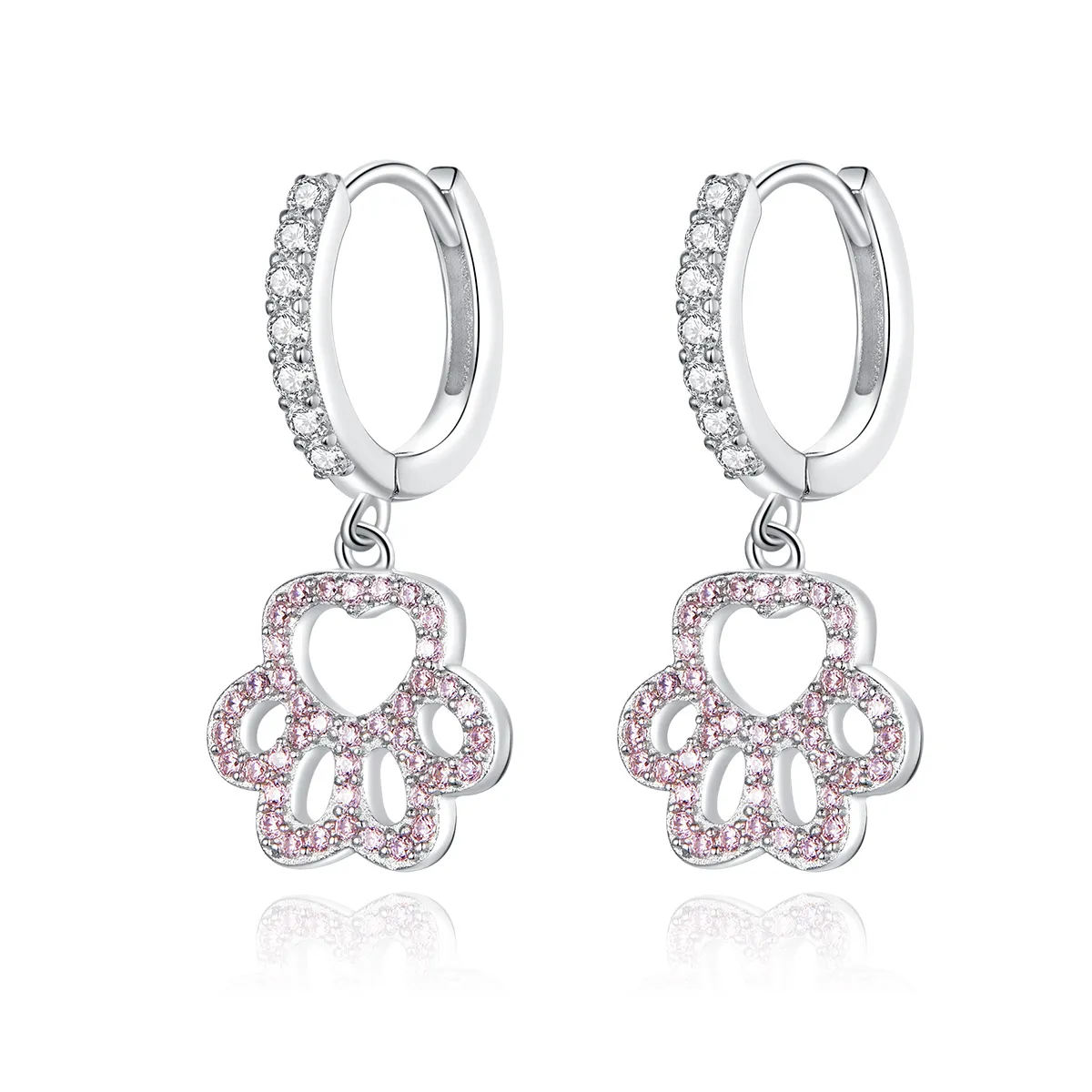 Pandora Style Pet Imprint Hoop Earrings - SCE771